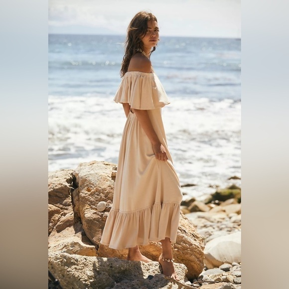 FREE PEOPLE “Lynne Midi” 100% cotton off shoulder women’s  dress Small NWT - Picture 16 of 16